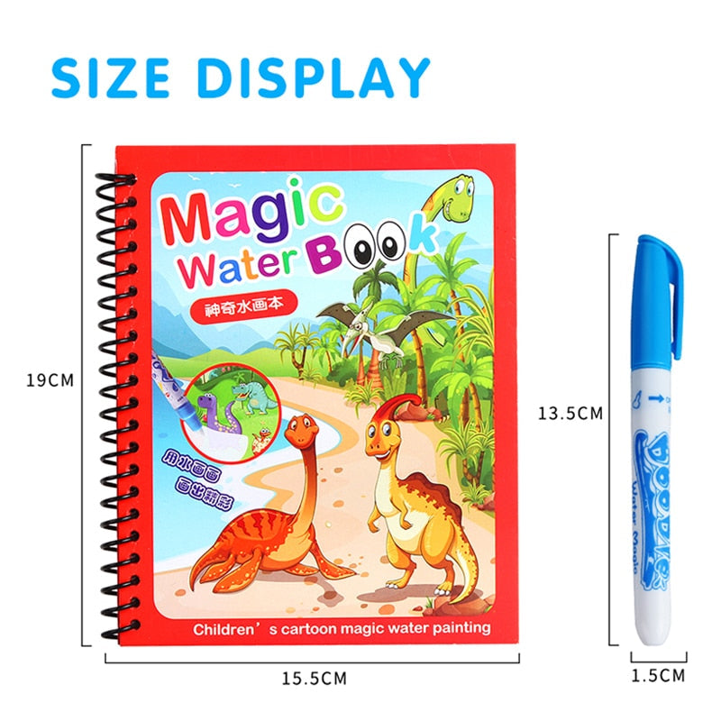 Livro de desenho de água mágica, livro de pintura de água faça-você-mesmo,  maquiagem, dinossauro, para meninas, meninos e crianças, para estudantes  para desenhar para crianças (transporte)
